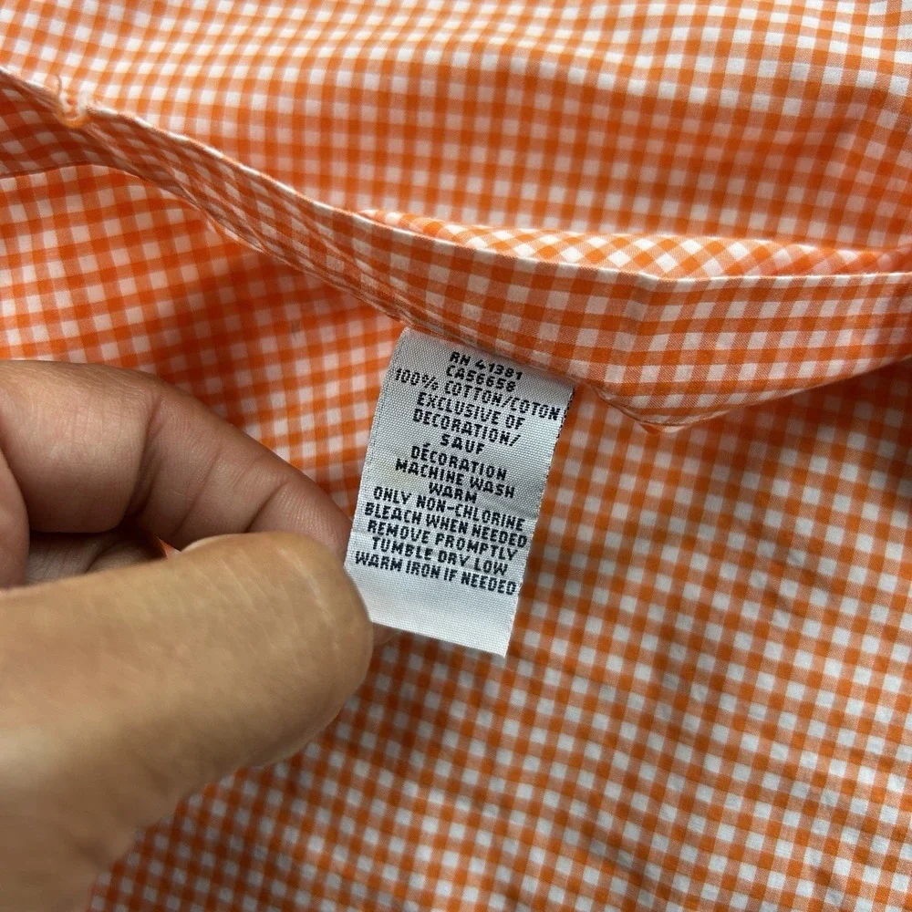 Polo Ralph Lauren 2XL XXL Orange Gingham Button Up Shirt Blue Pony